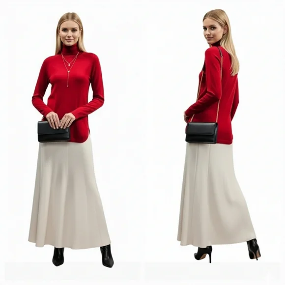 CELINE Japan Red 100% Wool Turtleneck Sweater Phoebe Philo Era Size XS/S - Picture 3 of 9